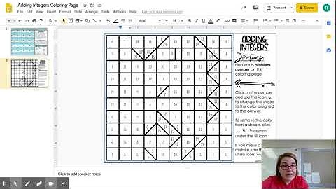 Video Directions for Adding Integers Google Slides Coloring Sheet