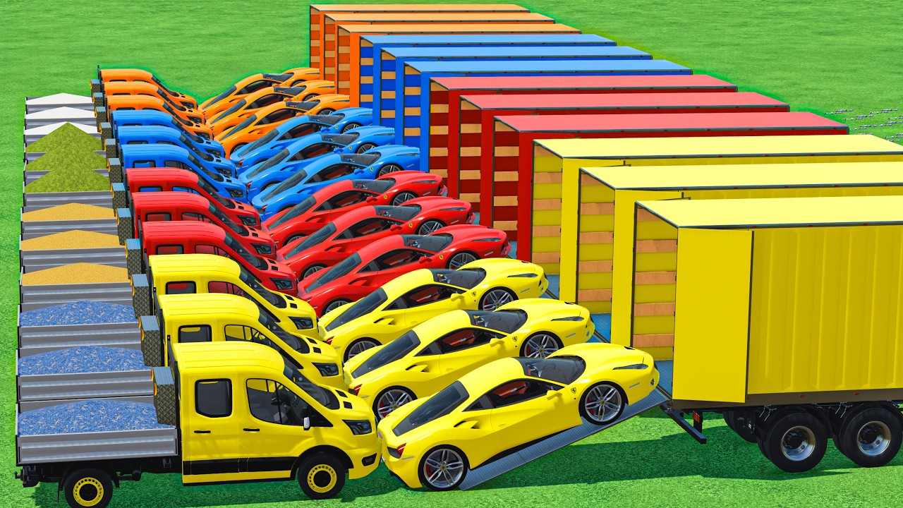 Transporting Lamborghini vs Pickup With Colors In Fs22 | Farming Simulator 22