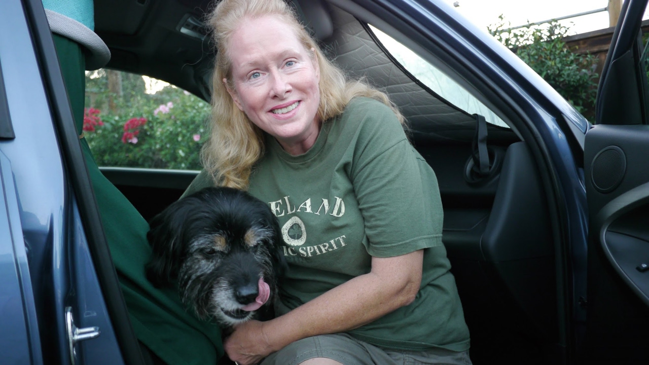 Karen lives in a car with her dog in San Diego.