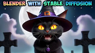 Blender with Stable Diffusion XL Tutorial - Halloween cat