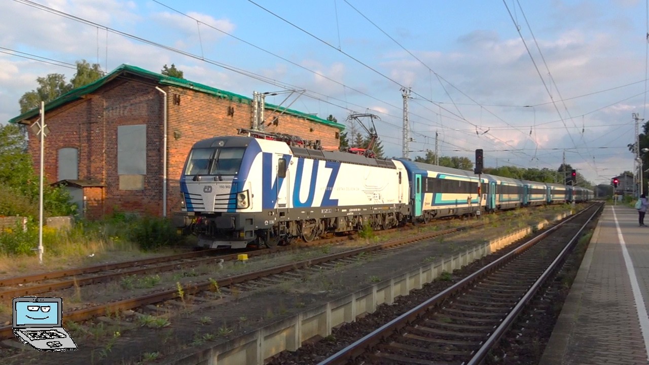 Holzdorf (Elster) mit ICE 1, ECs (Hungaria, České dráhy +VUZ), IC KISS, DB Regio (BR 112, 146)