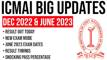 ICMAI Big Updates | CMA Result Out, Pass %,Timings | CMA Exam Dates June 2023 | CMA Exam Updates