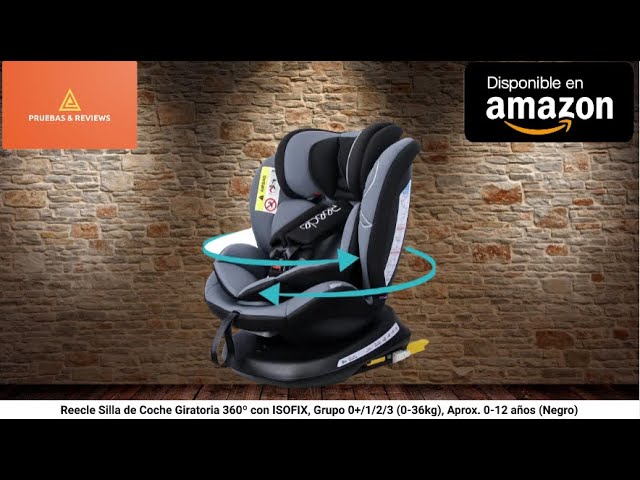 Reecle Silla de Coche Giratoria 360º con ISOFIX Grupo 0+/1/2/3 0-36kg Aprox  0-12 años Negro 