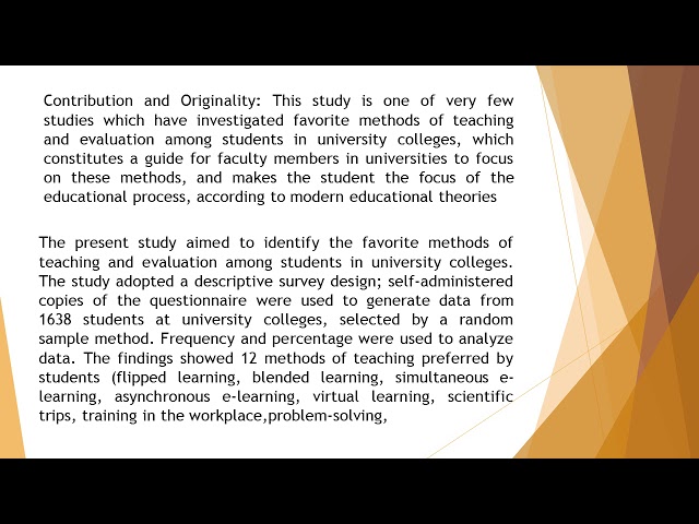 Favorite Methods of Teaching and Evaluation among Students in University Colleges IJEP 2020 82 365 3 class=