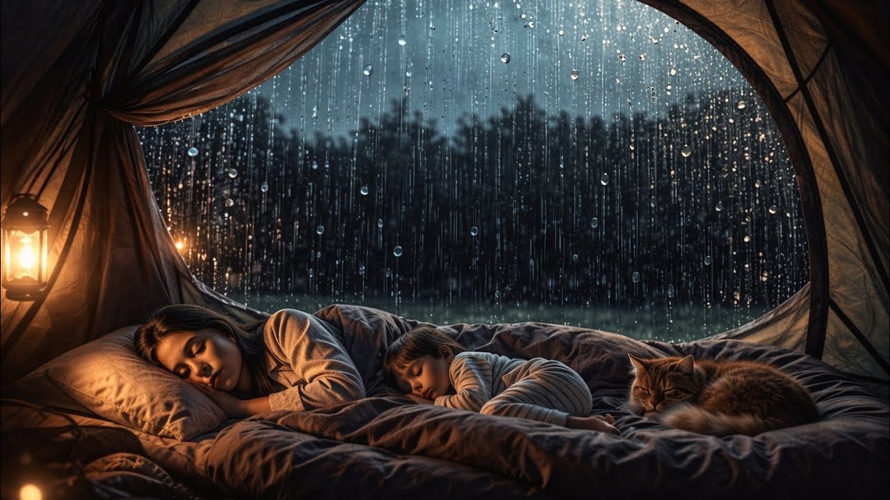 Sleeping in a Cozy Tent During Heavy Rainstorm ⛺🌧️ Camping ASMR Rain Sounds for Deep Sleep | 4K