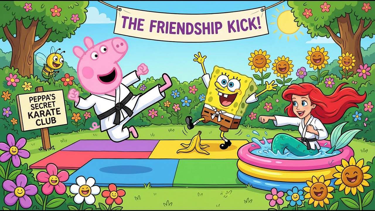 🥋✨ Peppa’s Secret Karate School | Peppa Teaches SpongeBob & Ariel! ✨🐷