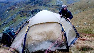 Solo Winter Mountain Camping in a Storm - Gale Force Wind and Rain