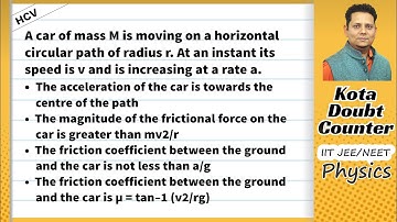 HCV: A car of mass M is moving on a horizontal circular path of radius r. At an instant its speed is