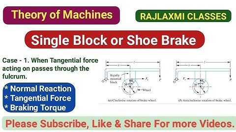 Case - 1.Tangential Force(Ft)passes through the fulcrum।।Single block or shoe brake।।Braking Torque