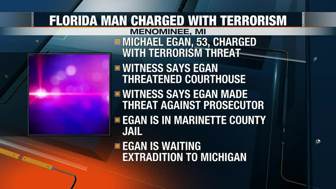 Man charged with making a false report of terrorism following threats against Menominee courthous...