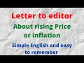 Letter to editor about rising price-Inflation