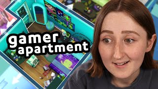 decorating a gamer apartment in the sims
