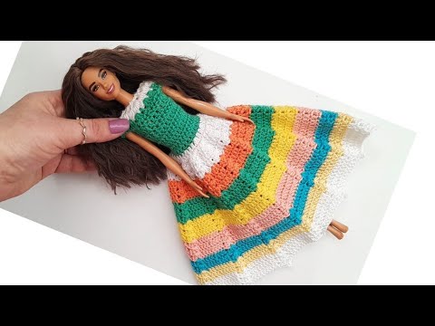 Barbie Prenses Elbise Yapımı -  Barbie Giysi Yapımı - Knitting Barbie Doll Dress making