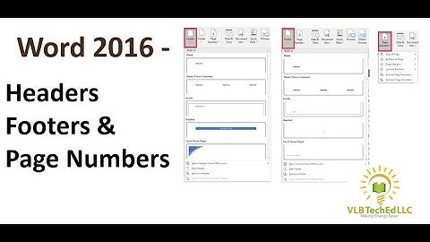 Word 2016 - Working with Headers, Footers and Page Numbers
