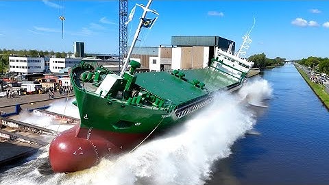 Schitterende Lancering van de TIDAN  bij Scheepswerf  Ferus Smit in Westerbroek. 4K.