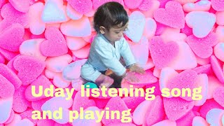 cute Uday listening song and playing #love #viral #cutebaby #punjabi #punjabisong #punjabivlog