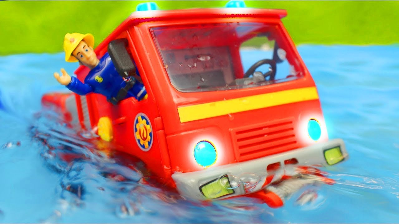 A Toy Fire Truck gets Rescued from the Lake