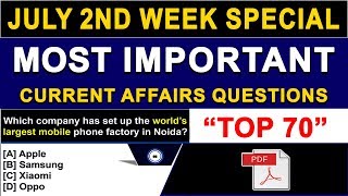 Weekly Current Affairs | July 2018 2nd Week Current Affairs | July 2018 Current Affairs in English