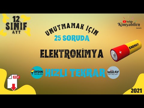 ELEKTROKİMYA HIZLI TEKRAR SORU ÇÖZÜMÜ - 12 KİMYA - AYT KİMYA