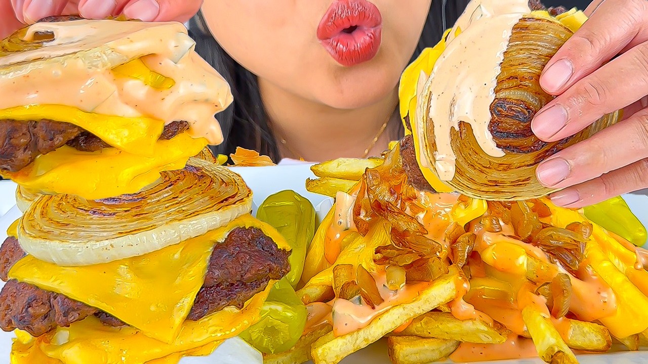 ASMR IN-N-OUT BURGER FLYING DUTCHMAN & ANIMAL STYLE FRIES | EATING SOUNDS