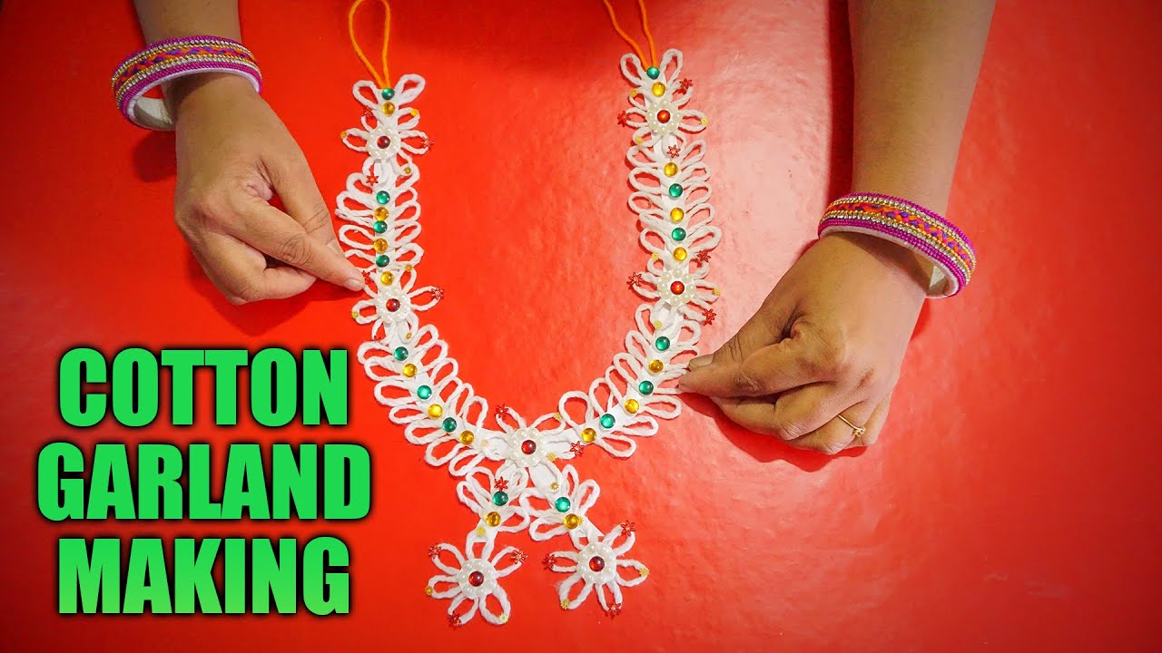 Cotton garland for god Make Beautiful Cotton Garland for God at Home