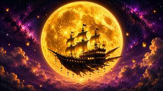 🌙 Golden Moon Airship ☁️ 1 Hour Fantasy Ambience for Sleep, Study & Relaxation