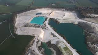 Faxe Kalkbrud / Limestone Quarry - Shades of Green and Blue - Aerial video