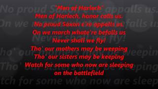 MEN of HARLECH Wales Welsh Lyrics Words text Harlek Sovietwomble Zulu March Through Seven Years song chords