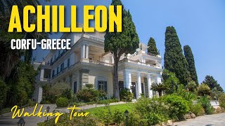 Achillion palace Corfu Island. Greece.  Relaxing Walk.4K.