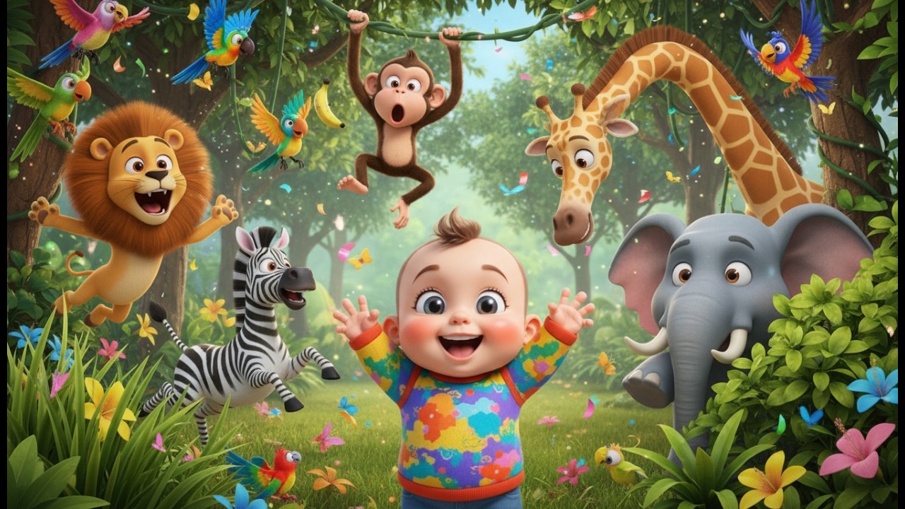 Прятки в джунглях 🦁🙈🌴 | Найди диких животных | Весёлый развивающий мультфильм