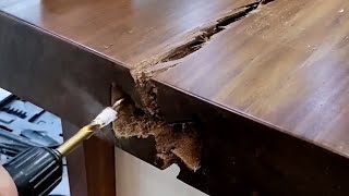 Manual repair of deformed cracked tables, repair completed | Furniture Restoration