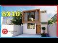 PLANO de CASA de 6X10 Metros 4 HABITACIONES (Fachadas de Casas de dos Pisos)