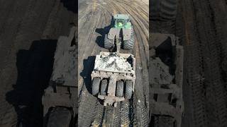 High flotation tractors pulling scrapers in the soft sandy dirt.  #johndeere #tractor #dirtwork screenshot 5