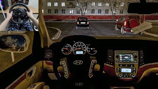 City Car Driving - Hyundai Santa Fe | Night Drive [Steering Wheel Gameplay] screenshot 5