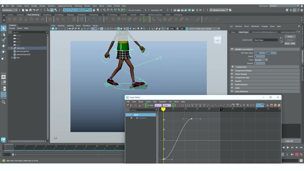 Creating a Progressive Walk in Maya