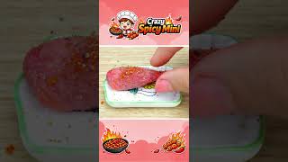Red Spicy Ramen & Red Chicken Yellow Mustard | Crazy Spicy Mini #miniaturecoooking #tinycolorfood