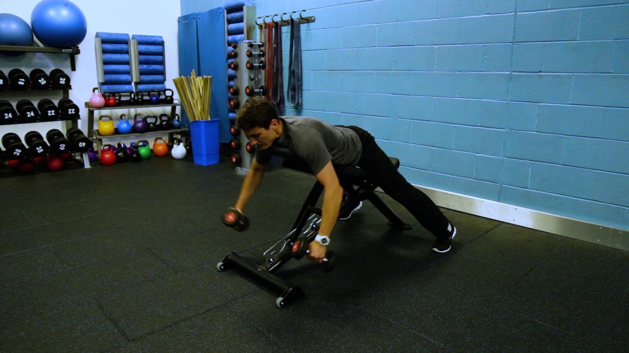 Incline Bench Prone Dumbbell Reverse Fly - YouTube
