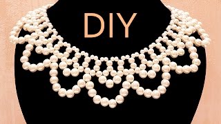 DIY: Vintage beaded pearl collar / Винтажный воротник из жемчужных бусин