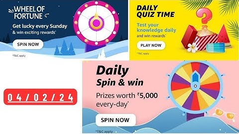 Daily Quiz Time Amazon 4 February 2023 | Daily Spin & Win Amazon | Amazon Daily Quiz Time |AmazonPay