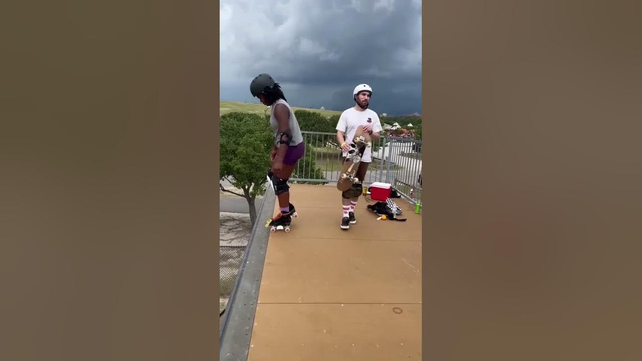 My very first drop in at Mount Trashmore 13ft vert ramp. My very first drop in at Mount Trashmore 13ft vert ramp.