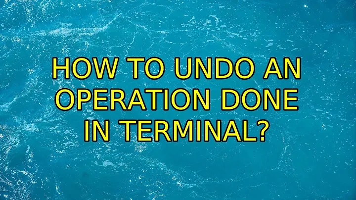 How to undo an operation done in terminal? (2 Solutions!!)