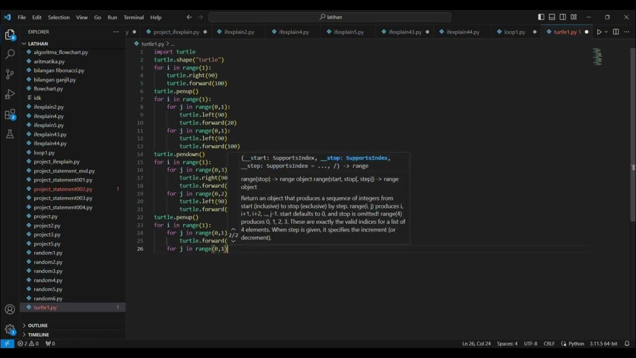 Belajar menggambar di python menggunakan command turtle - YouTube