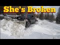 Scraping Hard pack snow in a Crippled Plow Truck