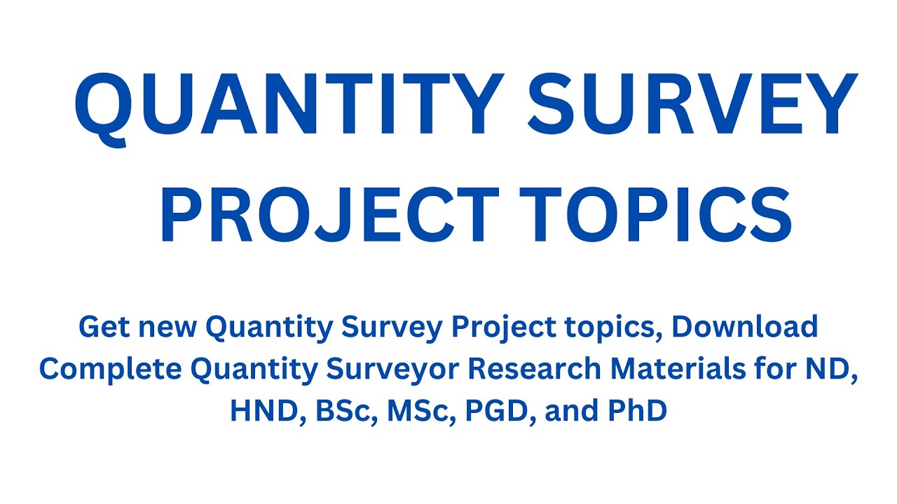 research topics in quantity surveying