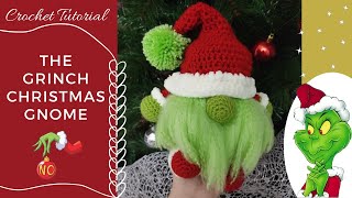 Mr Grinch - How to crochet the Grinch Christmas Gnome | Crochet Christmas decor | HOOKED ON YARN