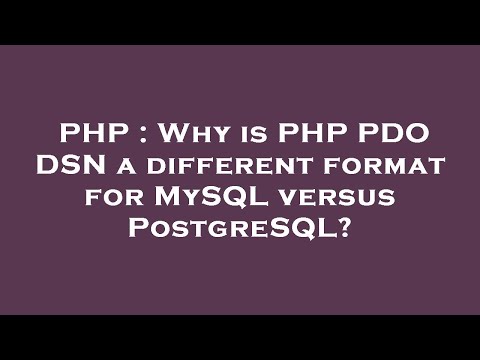 PHP : Why is PHP PDO DSN a different format for MySQL versus PostgreSQL?