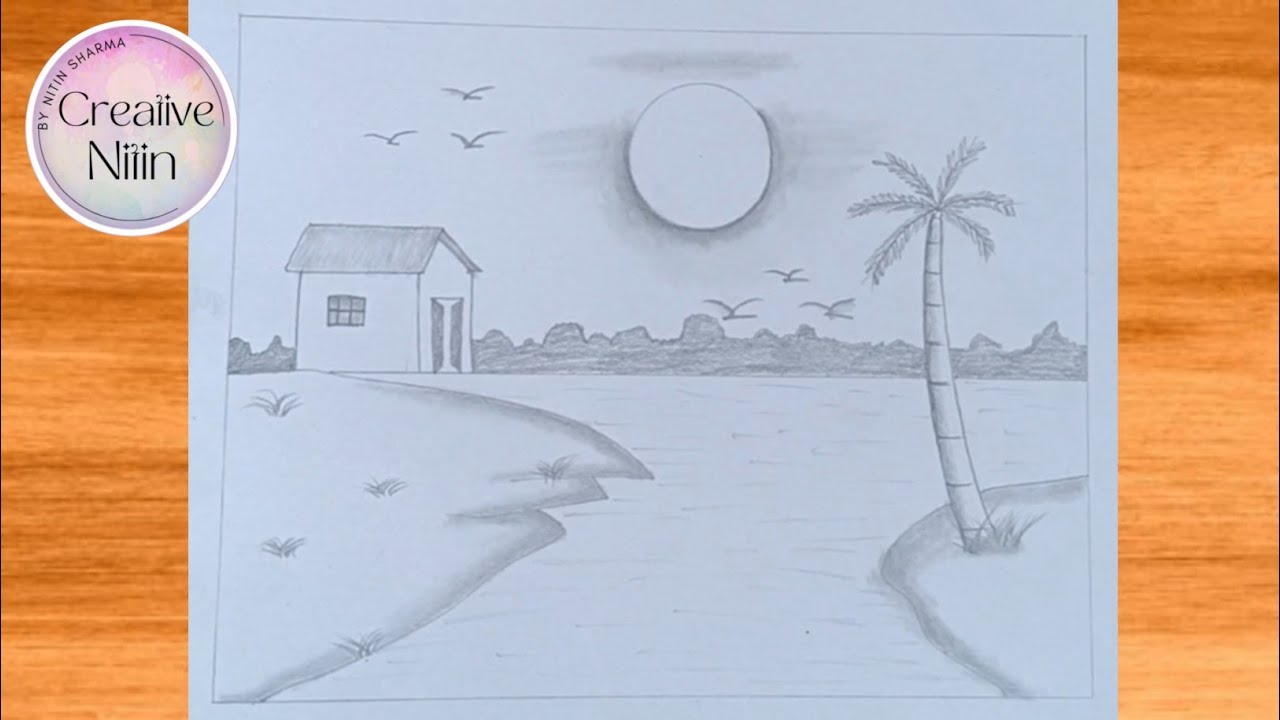 scenery 🌅drawing step by step 🌹 - YouTube