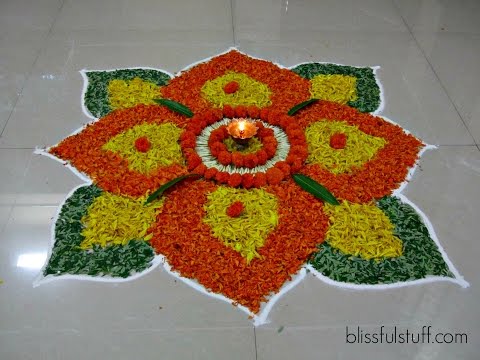 Rangoli Design With Marigold Flowers