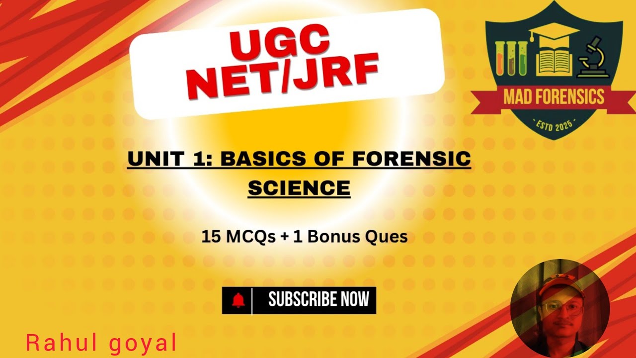 Forensic Science UGC NET/JRF Unit 1 | Basics of Forensic Science | 15 ...