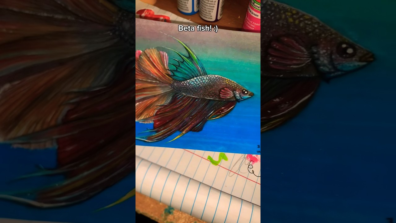 Betta Fish Glow-Up: Acrylic Painting Progress 🐠✨ 
